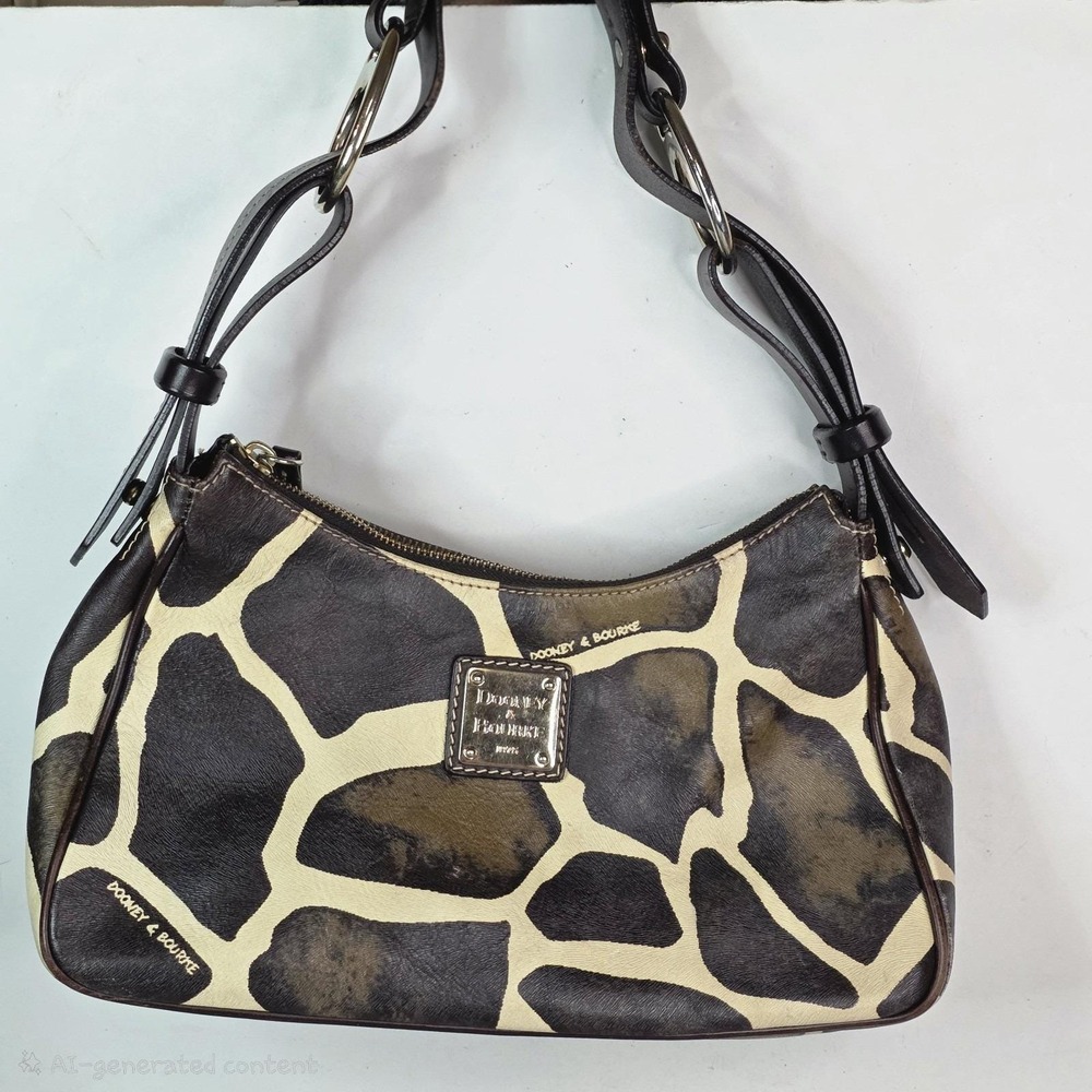 DOONEY & BOURKE VTG Y2K Giraffe Print Leather Hobo Bag Shoulder Bag Crescent